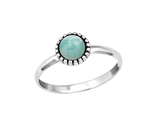 Sterling Silver Amazonite Round Ring