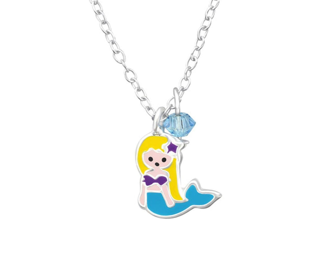 Children's Silver Mermaid Necklace Made with Swarovski Crystal