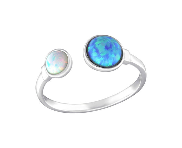 Sterling Silver Double Round Opal Ring