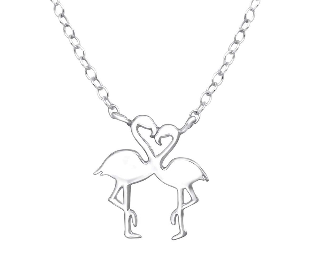 Sterling Silver Flamingo couple Necklace