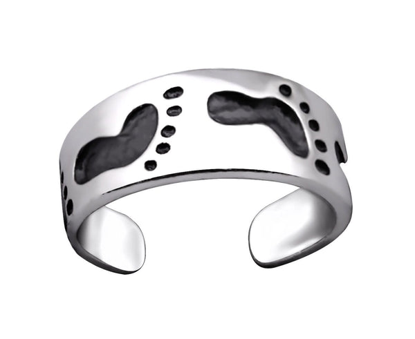 Sterling Silver Foot Print Adjustable Toe Ring