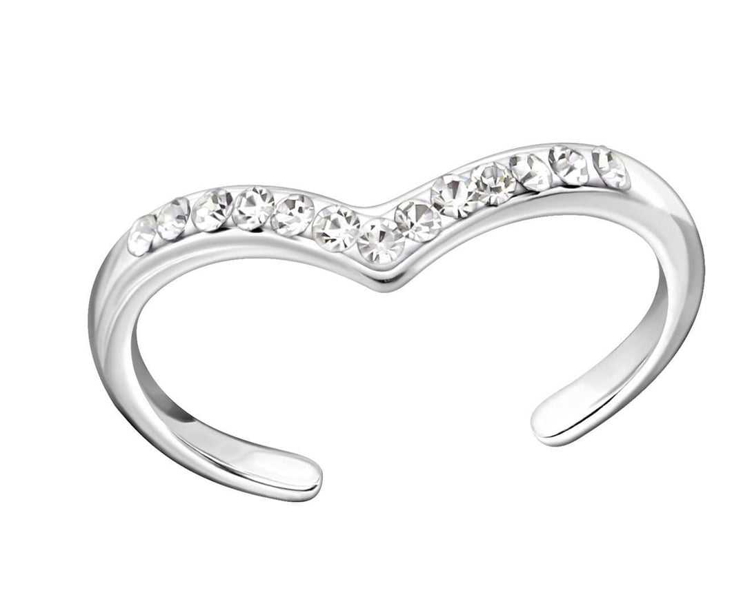 Sterling Silver Crystal Heart Toe Ring