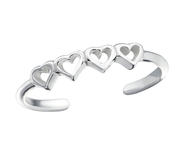 Sterling Silver Hearts Toe Ring