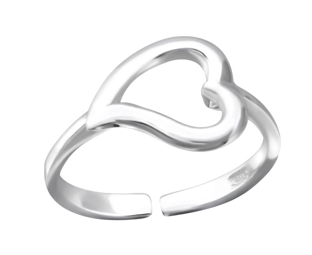 Sterling Silver Curved Heart Toe Ring