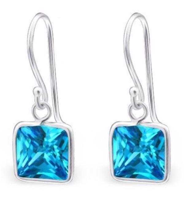Sterling Silver Cubic Zirconia Square earrings