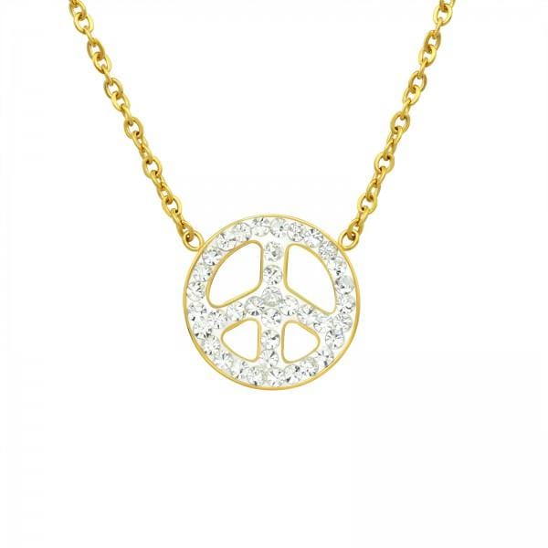 Steel Gold Peace Sign Necklace