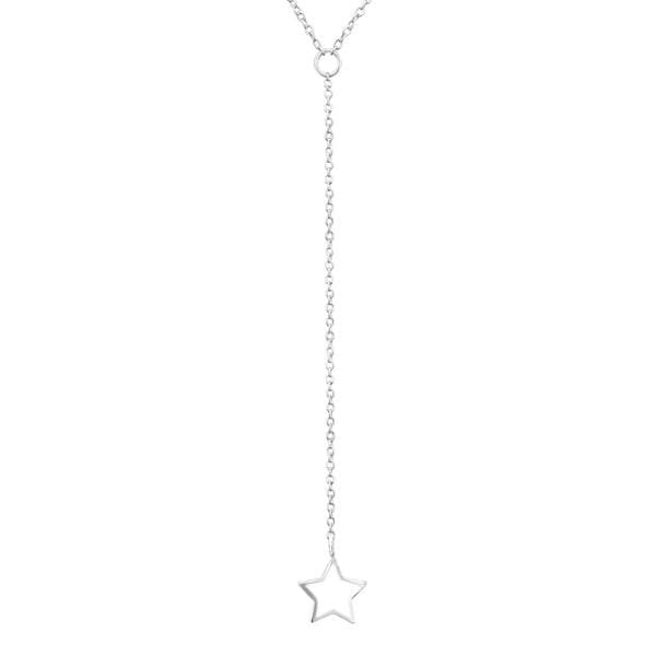 Sterling Silver Star Y Necklace