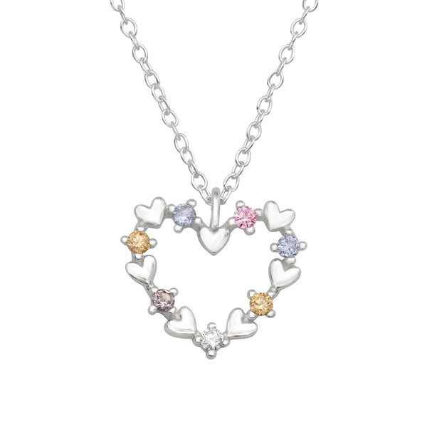 Silver Colorful Heart Necklace