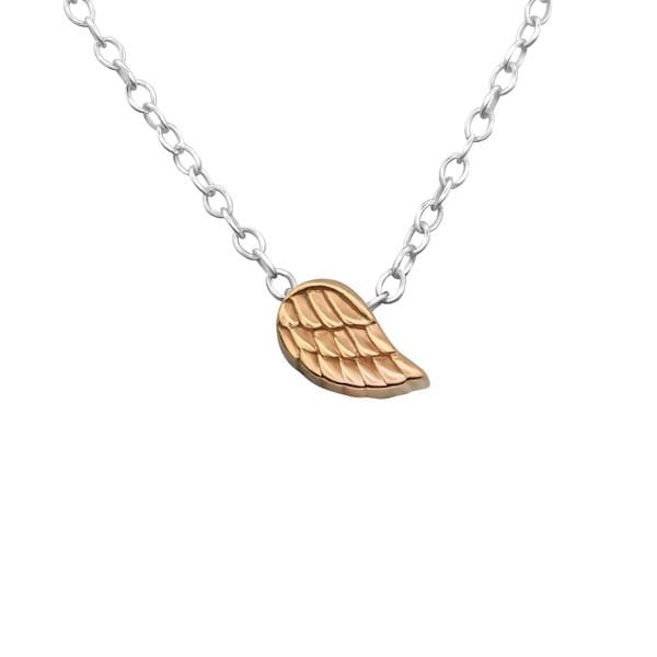 Silver  Rose Gold Wing Necklace