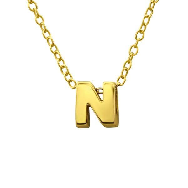 Gold Plated Silver Letter N Necklace