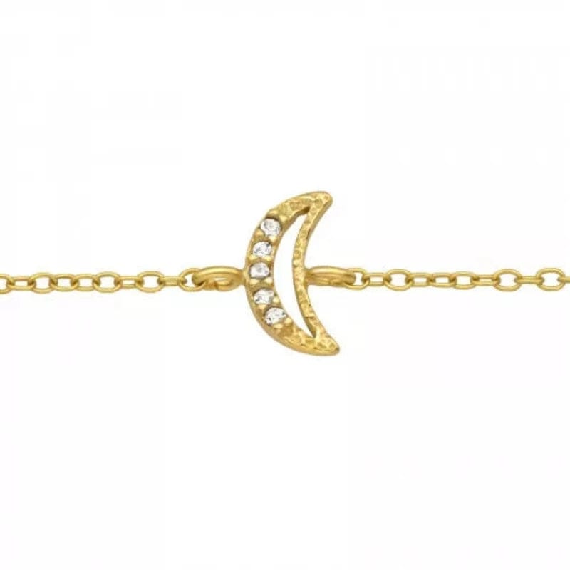 Gold Moon Bracelet with Crystal