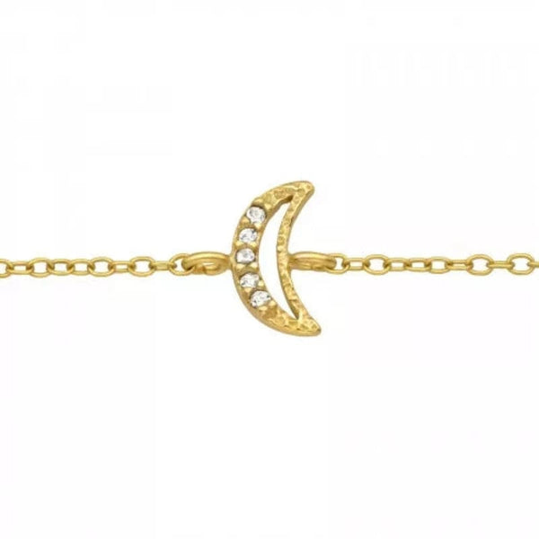 Gold Moon Bracelet with Crystal