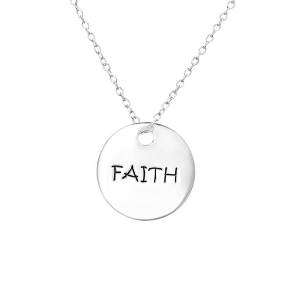 Silver FAITH Tag Pendant Necklace