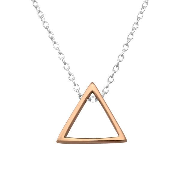 Silver Rose Gold  Triangle Necklace