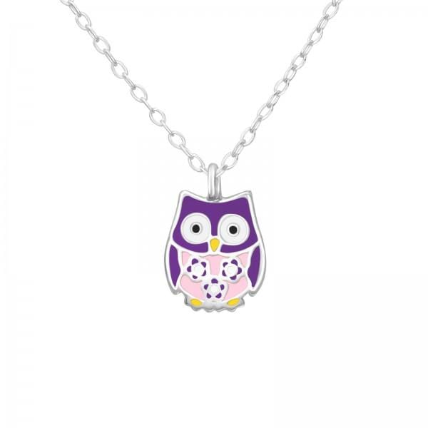 Kids Silver Owl Pendant Necklace