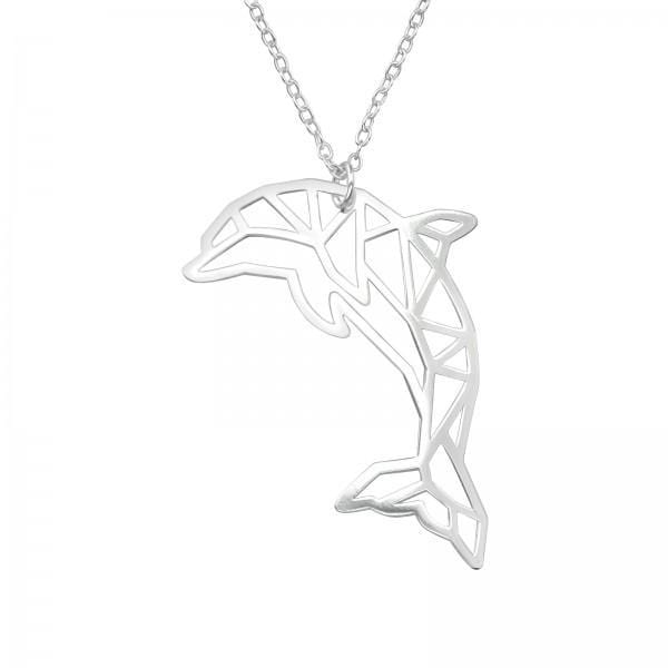 Silver Laser Cut Dolphin Pendant Necklace