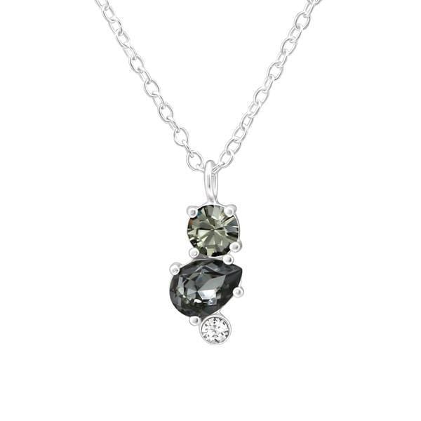 Silver Geometric   Swarovksi Crystal  Necklace