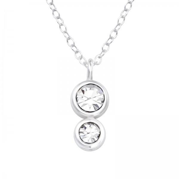 Silver Crystal Drop Necklace