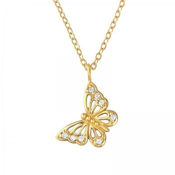 14k Gold Butterfly Necklace 