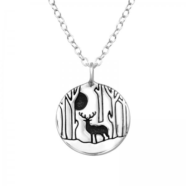 Silver Deer Charm Necklace