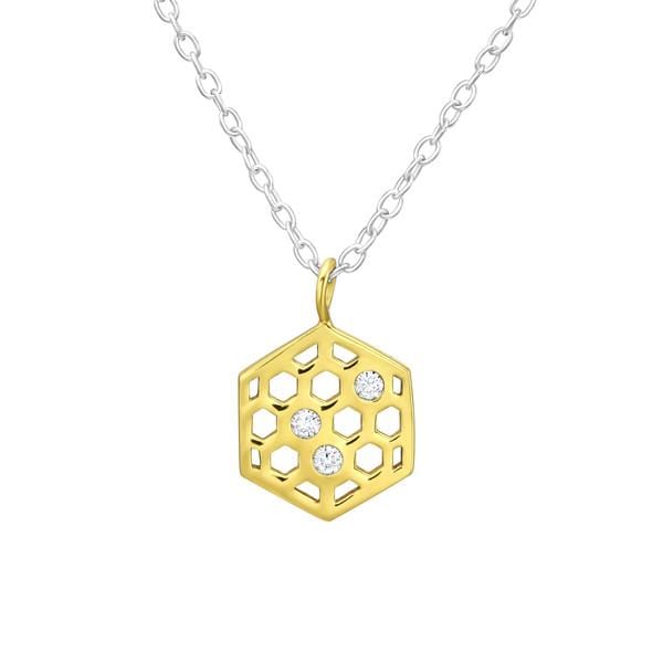Sterling Silver Honeycomb Necklace