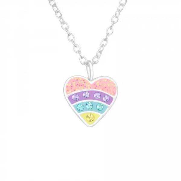 Children's Silver Crystal Heart Necklace 