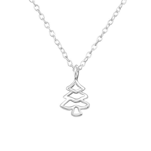Silver Christmas Tree Necklace