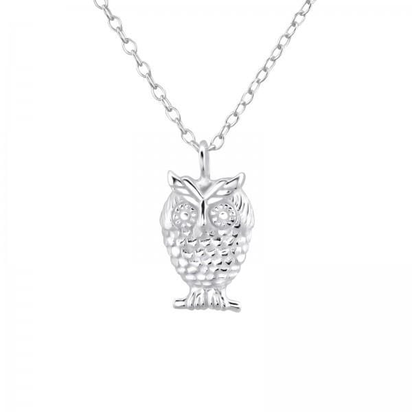 Silver Owl Pendant Necklace