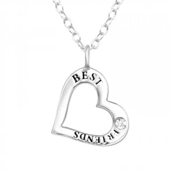 Silver Heart Necklace with Crystal