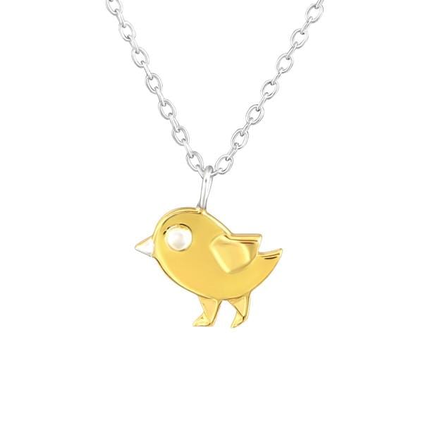 Silver  Gold Bird Necklace 