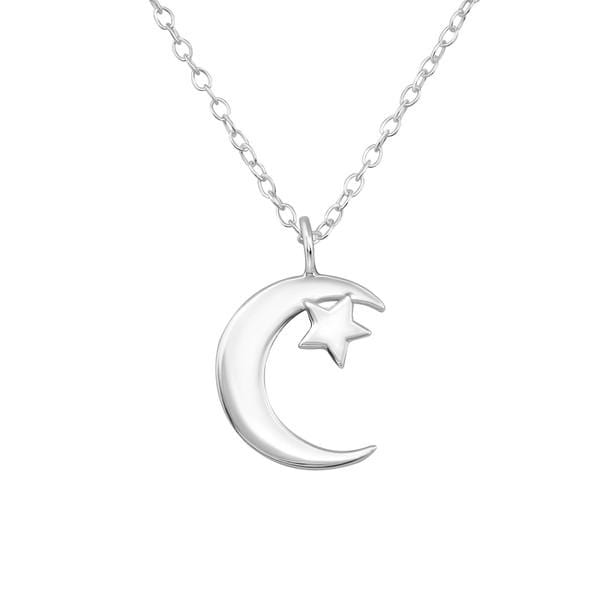 Silver Moon and Star Necklace