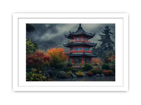 Maple Mountain Pagoda Framed Print
