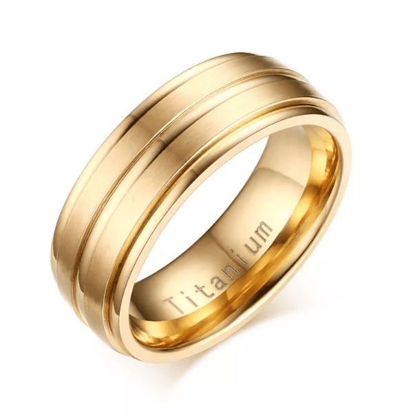 Gold Groove Titanium Ring