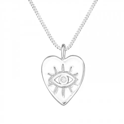 Silver Heart Evil Eye Necklace