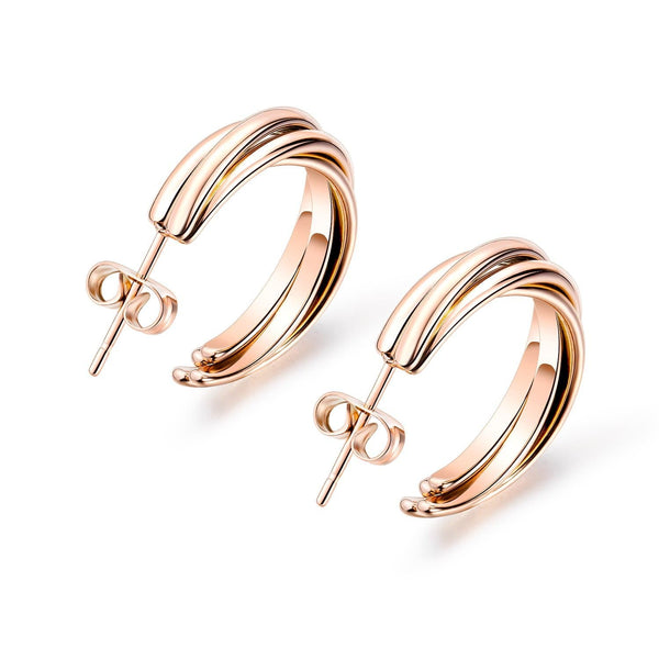 Steel Rose Gold Hoop Earrings