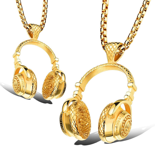Stainless Steel Gold headphones necklace