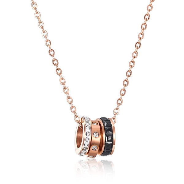Rose Gold Triple Ring Necklace Necklace