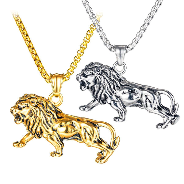 Stainless Steel Men'S Lion Necklace