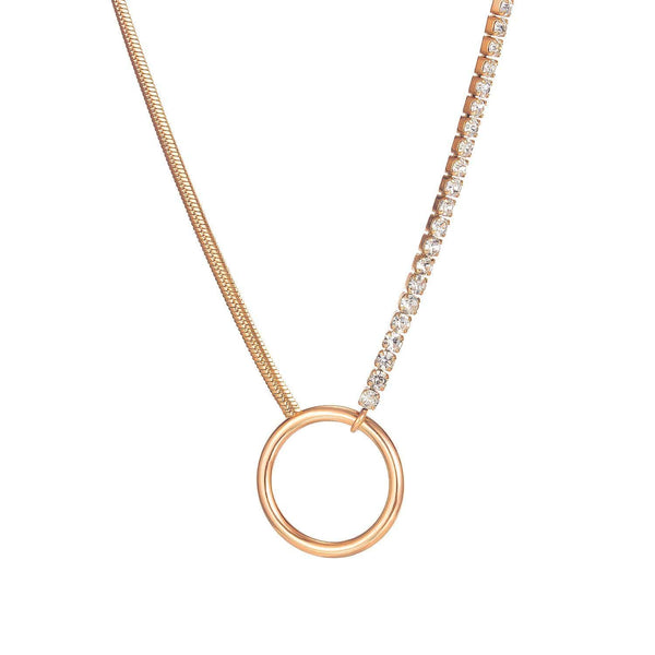 Stainless Steel Rose Gold Circle Necklace