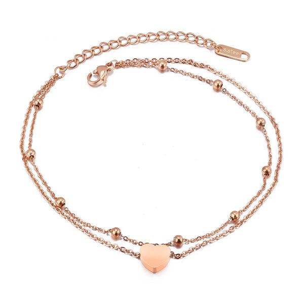 Stainless Steel Rose Gold Womens Anklets
