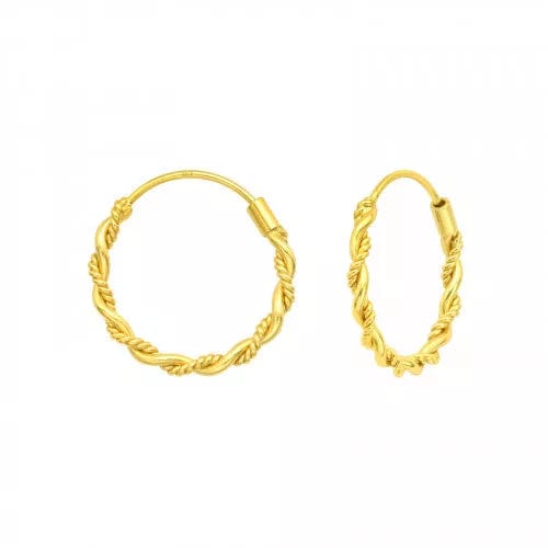 Gold Twisted Bali Hoop Earrings