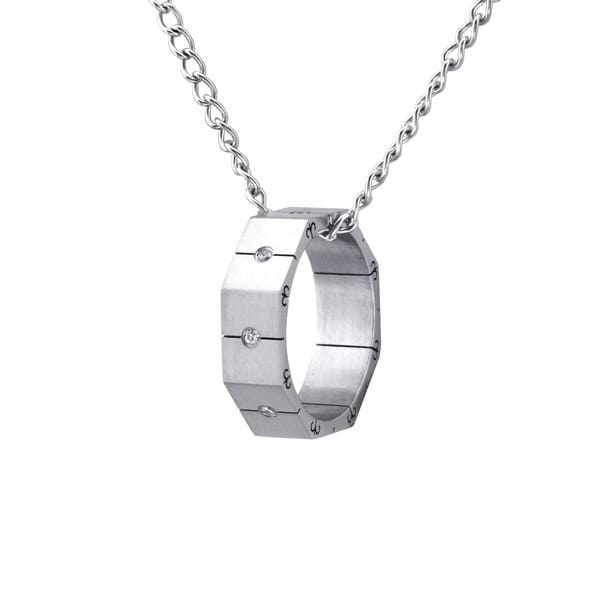 Surgical Steel Pendant Hanging Ring Necklace