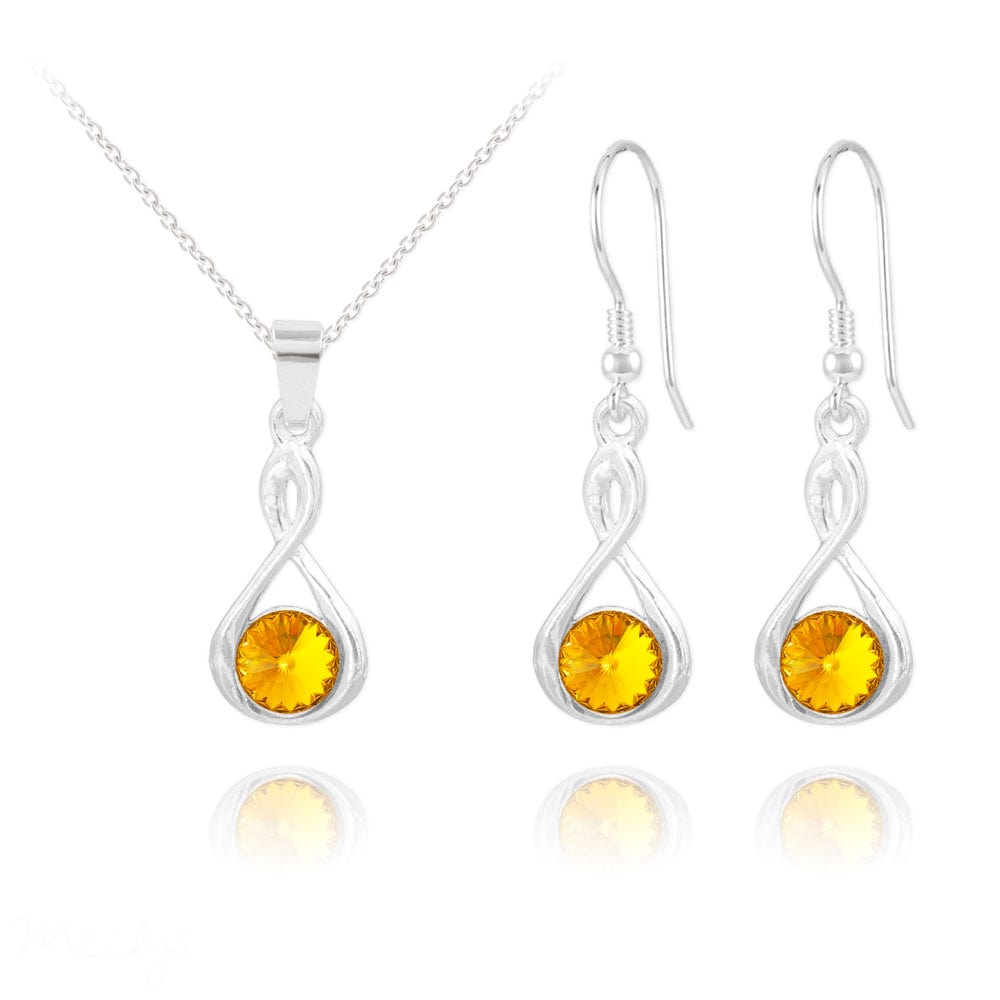 Infinity Fine Silver Yellow sunflower Jewellery Set