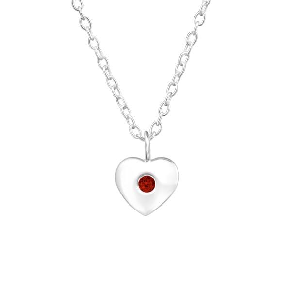 Silver Birthstone Heart Pendant Necklace