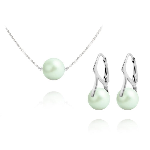 Silver Pastel Green Pearl Jewellery Set