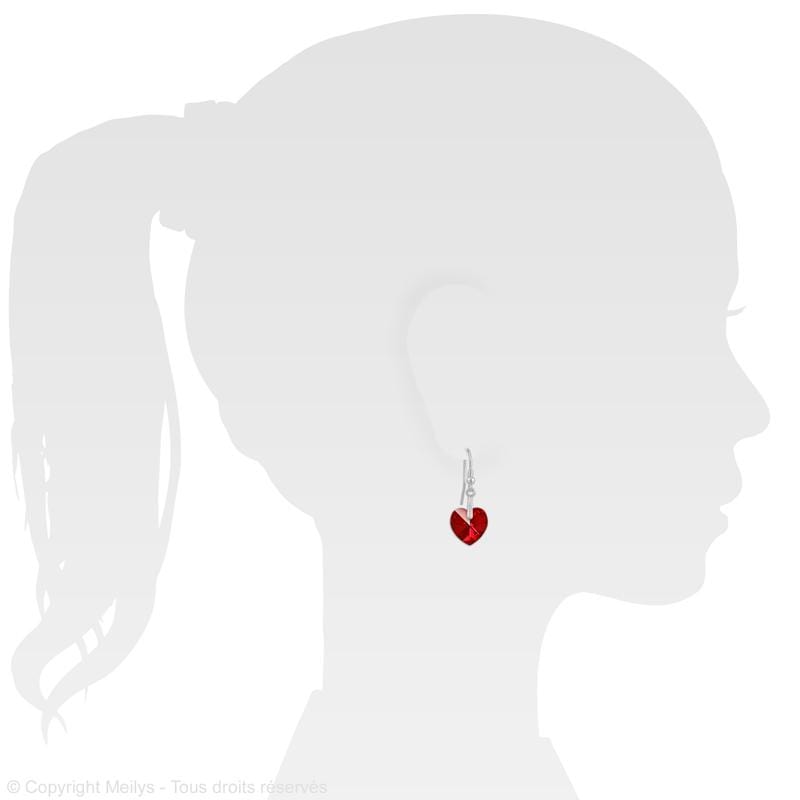 Silver  Siam Heart Earrings