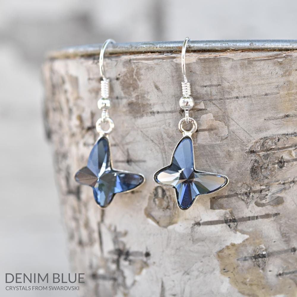    Blue Silver Butterfly Earrings