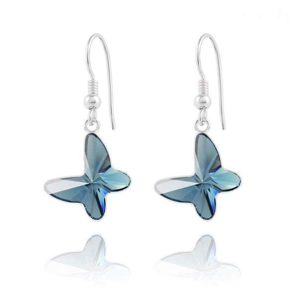  Silver  Blue Butterfly Earrings