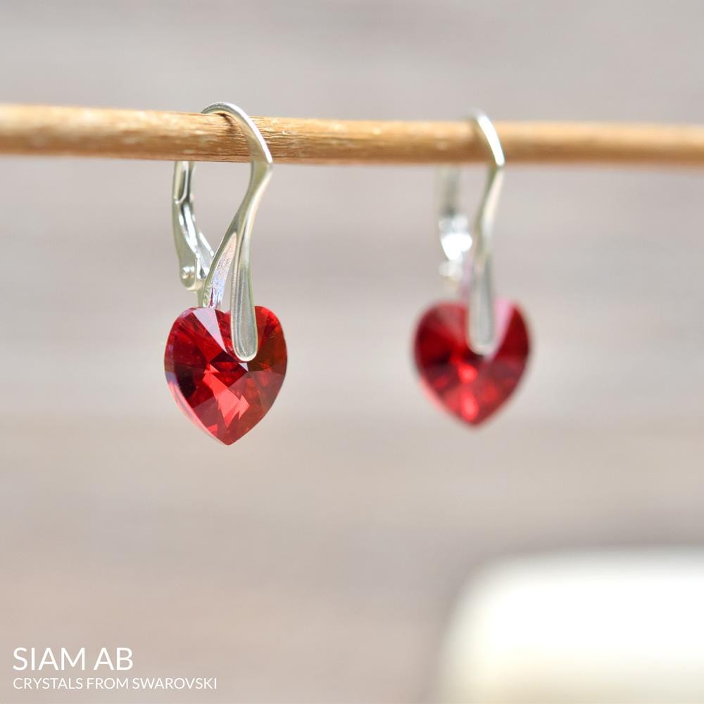 Heart Silver Earrings Siam 