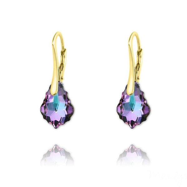 24K Gold Swarovski Crystal Drop Earrings